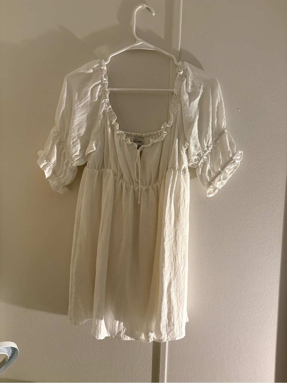Women's Cream Peasant Blouse with Smocked Neckline